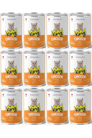 King Et Parçacıklı Tavuklu Yavru Kedi Konserve 400 Gr 12 Adet