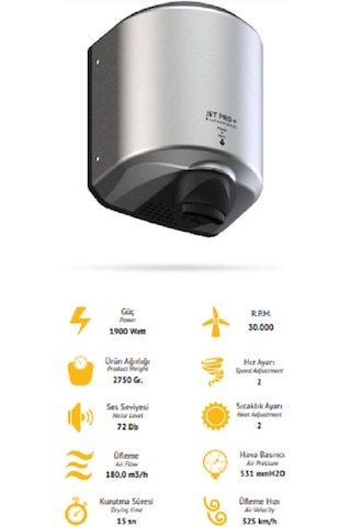 Rapatek Rt2000 Jet Pro Plus Abs El Kurutma Makinesi