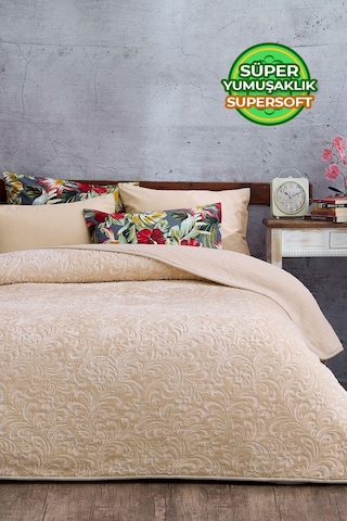 Evlen Home 3 Kg Embos Baskılı Pamela Kalın Çift Kişilik Battaniye 230x240 Cm Cappuccino Cappuccino