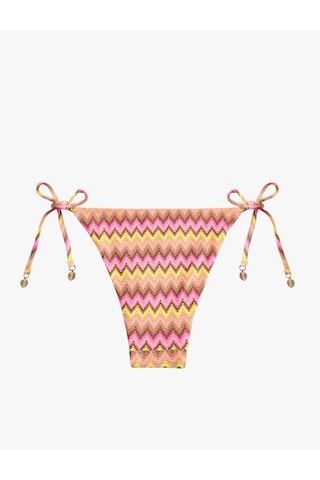 Koton Charm Detaylı Yanları İp Bağlamalı Desenli Bikini Altı Pembe Çizgili 6sak00067mm