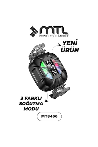 Telefon Tablet Soğutucu Fan Magsafe Uyumlu, Klipsli, Rgb, 3 Kademeli Siyah Mt8466