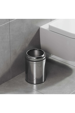 Aqua Bagno Basic Çöp Kovası - Çemberli Tip 8 L, Parlak Krom Paslanmaz Krom