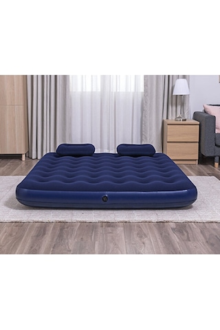 Bestway Çift Kişilik Şişme Yatak 203 x 152 x 22 CM 67374 + 2 Yastık + Pompa Lacivert