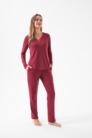 Relax Mode Kadın V Yaka Pijama Takım - 28091r Bordo