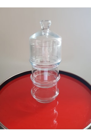 3 KATLI CAM ŞEKERLİK SUNUMLUK KAPAKLI