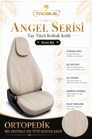 Toyota Aygo 2005-2021 Uyumlu Angel Serisi Tay Tüyü Koltuk Kılıfı Bej