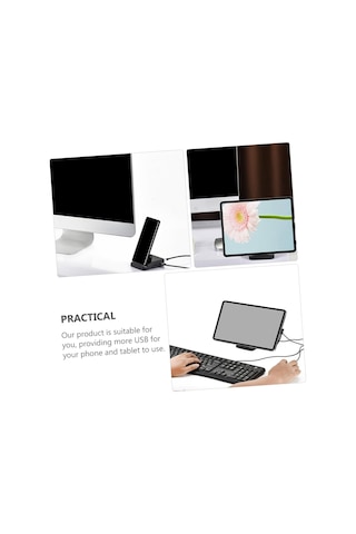 Dizüstü Bilgisayar Ve Tablet İçin 8-1 Arada Usb Adaptör Telefon Tutucu Çok Fonksiyonlu Genişleme