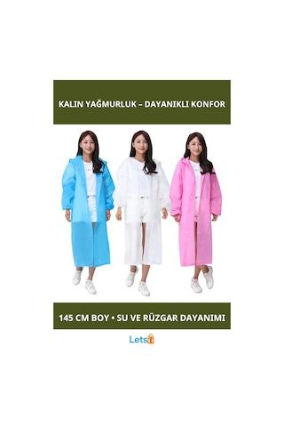 Kalın Yağmurluk Büyük Boy Su Geçirmez Unisex Sarı Beyaz Gül Kurusu Çok Renkli