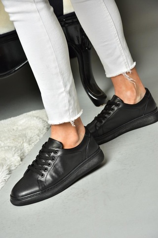 Fox Shoes P555460903 Siyah Hakiki Deri Spor Ayakkabı Sneakers Siyah