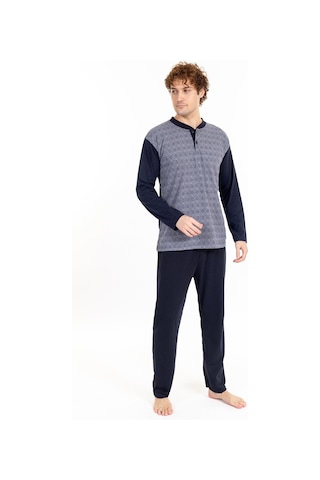 Erkek Jakarlı 2 Uzun Kol Pijama Takımı Füme Füme