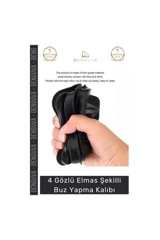 Buzkalıbı Silikon Kokteyl Sunum Gı Uyumlu Esnek Dayanıklı Elmas Şekilli Buz Yapma Kalıbı Buzluk - 2 Çok Renkli