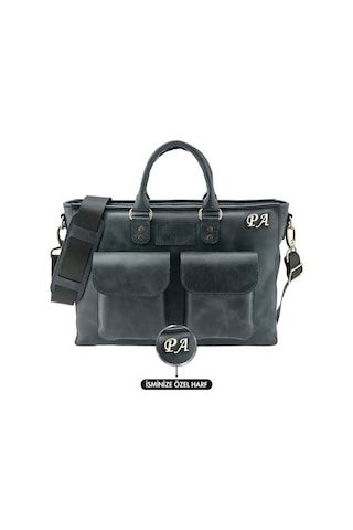 İsme Özel Askılı Cepli Evrak - Laptop Çantası - %100 Rainbow Deri - Ac09002 - Lacivert-130457 Siyah