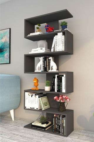 Paris Duvara Monteli Dekoratif Kitaplık Antrasit Antrasit