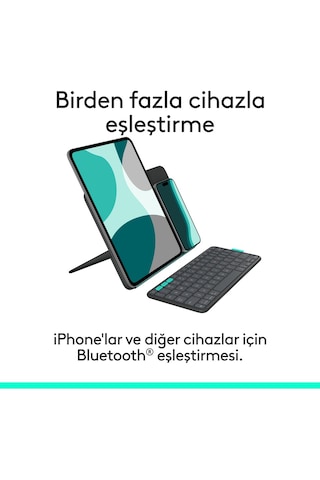 Logitech Flip Folio İpad Pro 11 İnç M4 , İpad Air 11 İnç M2 Ve M3 , İpad Air 5. Nesil İle Uyumlu Türkçe Klavyeli Tablet Kılıfı, Siyah Siyah