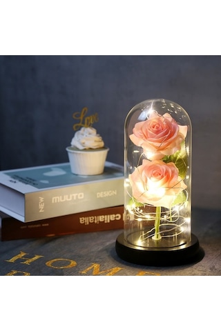 Novahub Cam Kubbe Kutuda Yapay Gül Led Işıkla, Sonsuza Kadar Gül Çiçeği Anneler Günü Sevgililer Günü Düğün Festivali Yıldönümü Hediyesi