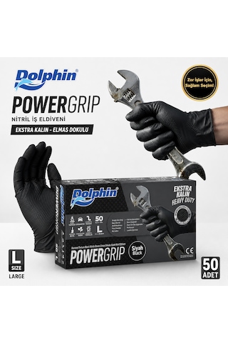 Dolphin Nitril Powergrip Ekstra Kalın Elmas Dokulu İş Eldiveni L 50'li Paket Dolphin Nitril Powergrip Ekstra Kalın Elmas Dokulu İş Eldiveni L 50'li Paket