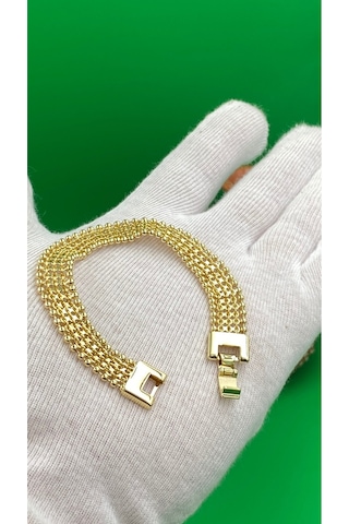 Xuping 14 Ayar Altın Kaplama Örgü Çelik Bileklik Gold