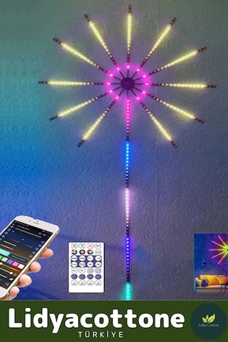 Led Duvar Lambası Telefon Uygulama Kumanda Akıllı Aydınlatma Salon Ev Yatak Odası Gamer Rgb Firework Diğer