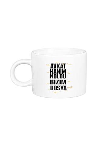 Avukat Hanım Noldu Bizim Dosya Porselen Lüks Fincan Beyaz
