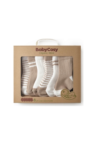 Csyc1003 Bebek 6'lı Çorap %100 Organik Pamuk, Bebek - Yenidoğan - Csyc1003 Taş