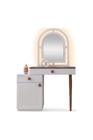 %100 Mdf-aytaşı-bohem Mahlas Aynalı Şifonyer-makyaj Masası Beyaz