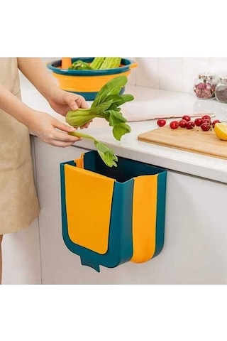 Tongxida Mutfak Askılı Katlanır Çöp Kutusu Gıda Atığı Depolama Kutusu Sarı Sarı