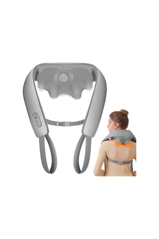 Knqze Shiatsu Masaj Aleti 4d, 2026 Isı İle Kablosuz Boyun Masajı, Geliştirilmiş Grafen Isıtma, Boyun, Omuz, Sırt İçin 4d Shiatsu Derin Yoğurma Boyun Masajı, Erkekler İçin Hediyeler, Gri
