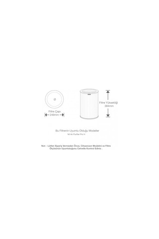 Purmed Xiaomi Pro H Hava Temizleyici Uyumlu Pro H Filtre Mavi Ful