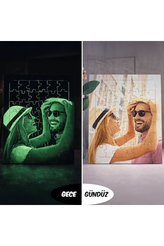 Bk Gift Kişiye Özel Fotoğraflı 42 Parça A4 Fosforlu Puzzle -1, Gece Parlayan Puzzle, Sevgiliye Ve Ev Hediyesi Kobitmeyencom36673 Bk Gift