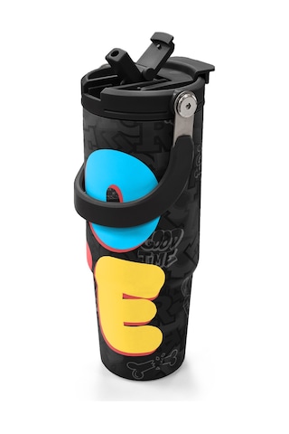 Coral High Renkli Love Desenli Pipetli Ve Direkt İçim Çelik Termos 900 Ml 38706 Siyah