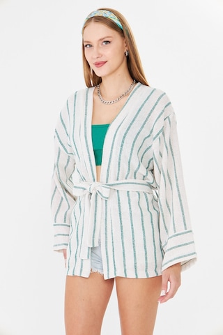 Armonika Kadın Koyu Yeşil Kemerli Kimono Arm-25y001073