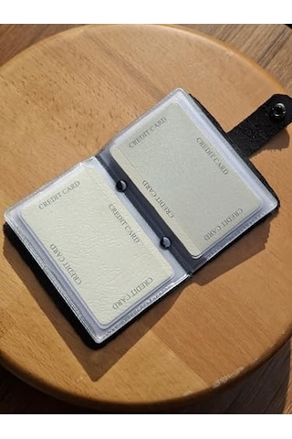 Xmlbayiciniz Kredi Kartlık Hakiki Deri İçi Şeffaf 10 Bölmeli Mini Kartlık Kartvizitlik 9 X 7 Cm Siyah Genel