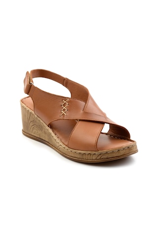 Bambi Taba Leather Kadın Sandalet K05552001203 Taba