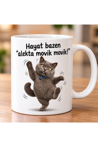 Çılgın Kedi Temalı Çift Taraf Baskılı Kupa Bardak Beyaz Çılgın Kedi Temalı Çift Taraf Baskılı Kupa Bardak Beyaz