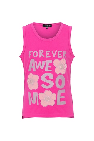 Brz Kids Baskılı Yırtmaçlı Kız Çocuk Sıfır Kol T-shirt-fuşya Fuşya