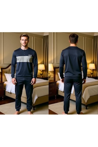 Bonbon Erkek Pamuklu Füme Renk Pijama Takımı Al002 Füme