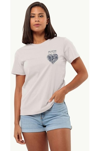 Jack Wolfskin 1809701 5629 Discover Heart T W Sea Shell Kadın Tshirt 001