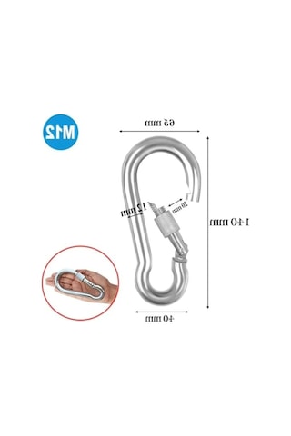 Paslanmaz Çelik Kilitli Yaylı Kanca - 12 Mm - 5 Adet