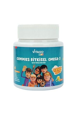 Vitago Kids Gummies Bitkisel Omega-3 içeren Çiğnenebilir Form Takviye Edici Gıda