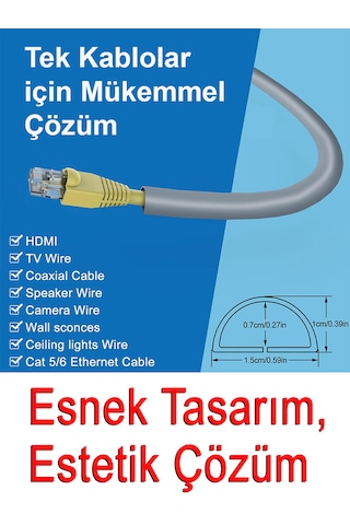 Greentech Esnek Kablo Kanalı Şeritli Gri / Gt-kk10