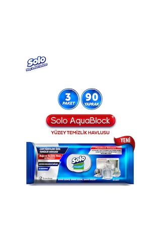 Solo Aquablock Yüzey Temizlik Havlusu 3'lü 90 Yaprak