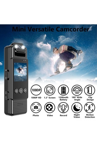 Geeksen Siyah Wıfı Mini Gönüllü Kamerası - 1080p Full Hd, 180 Döner Lens, Gece Görüşü, Hareket Algılama, Dahili Pil