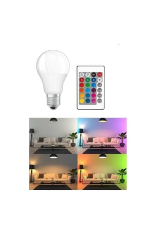 Renk Değiştiren Led Ampul Dimmerli 9w Rgb Uzaktan Kumandalı Renkli Ampül, Wın-1219 Diğer