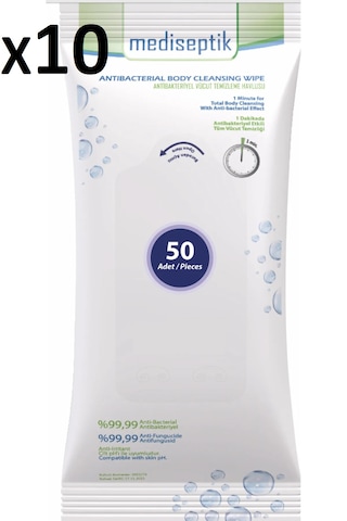 Mediseptik Mediseptik Vücut Temizleme Havlusu 50'li 10 Adet