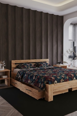 Letto 4 Çekmeceli Çift Kişilik Mdf Karyola 180x200 Yatak Uyumlu - Atlantik Çam