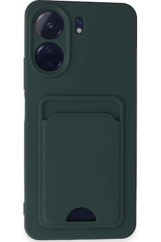 Xiaomi Poco C65 Uyumlu Arka Kamera Korumalı Kart Koyulabilen Silikon Kartlıklı Kılıf Kapak