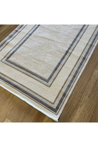 Hoom Rugs Valeria 1073 Gri Mikrofiber Antibakteriyel Modern Halı Bej
