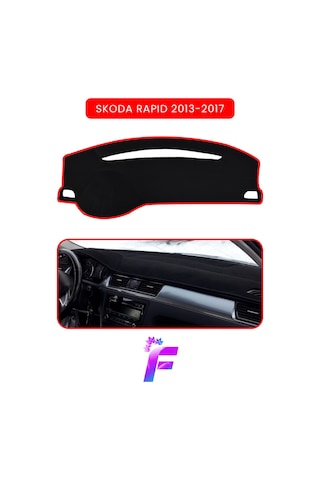 Skoda Rapid 2013-2017 Araca Özel Torpido Örtüsü Ön Göğüs Kılıfı Tam Koruma Tam Uyum A81 Kırmızı