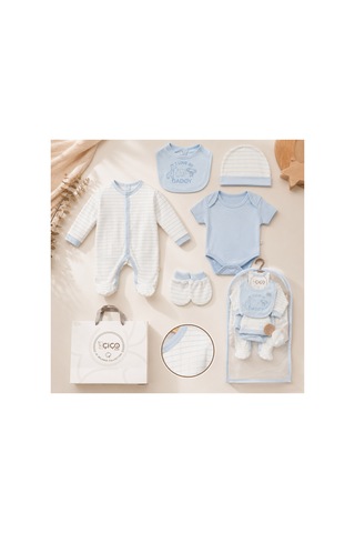 Omeca Concept 5'li Bebek Giyim Seti I Love My Daddy Baskılı Mavi Tulum, Body, Şapka, Önlük Ve Eldiven