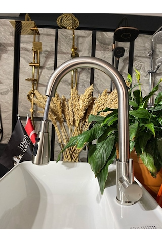 İsaoğlu Yapı Inox Ginza Design Spiralli Mutfak Bataryası Spiralli Evye Musluğu Oynar Başlıklı Mutfak Bataryası